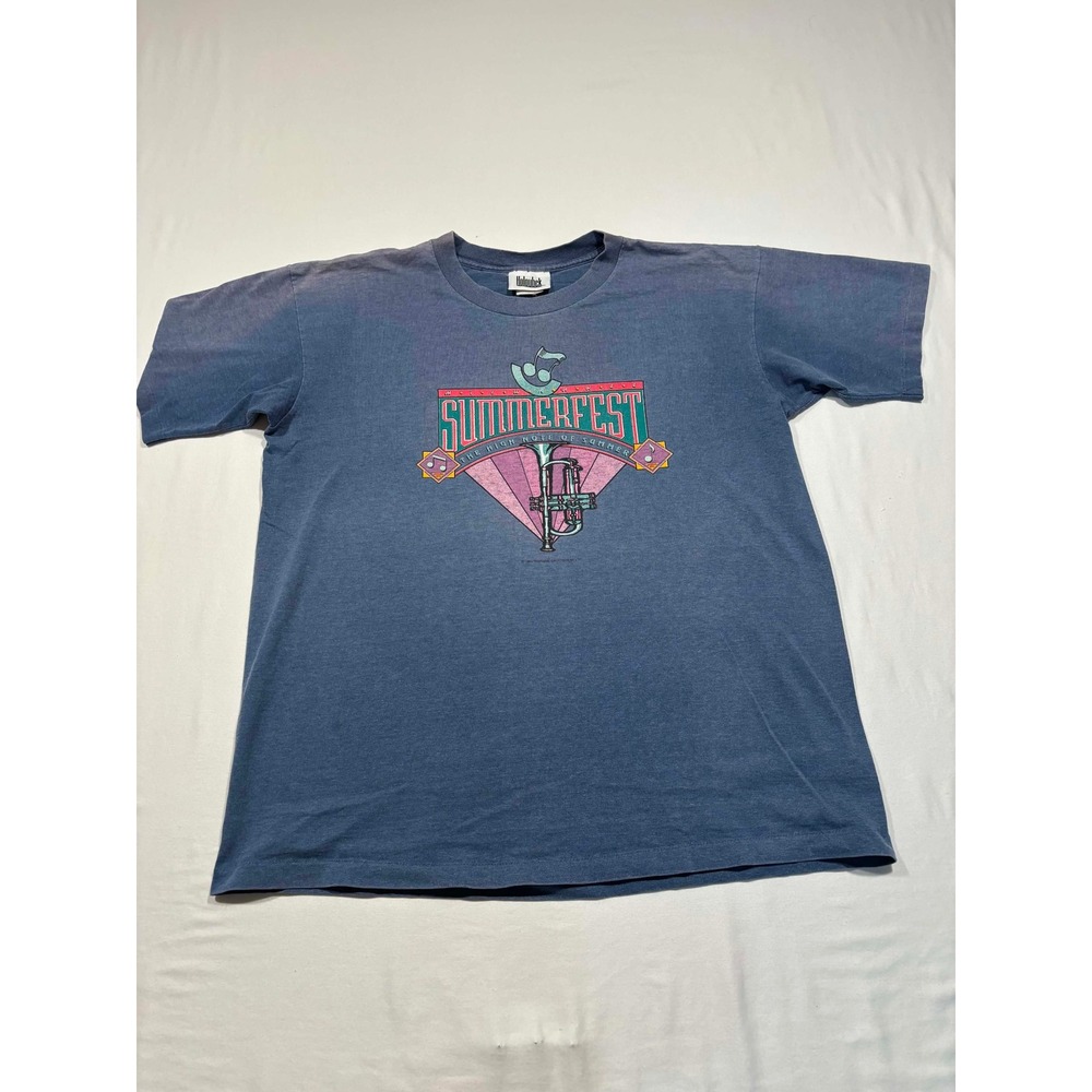 Vintage 1994 Milwaukee Summerfest T Shirt Holoubek Blue Single Stitch Mens L